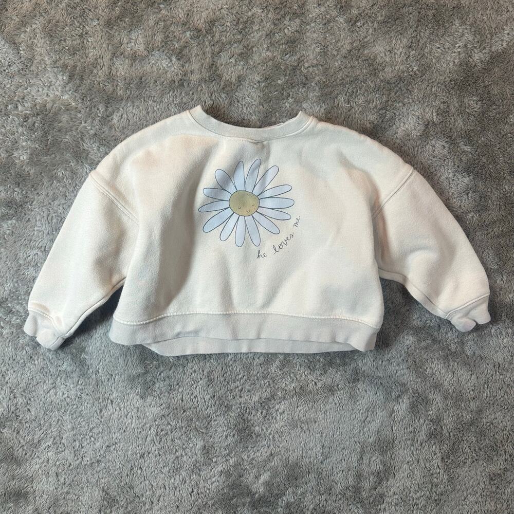 Rylee Cru Girls Daisy Love Boxy Pullover Sweatshirt He Loves Me 4 5 4T 5T